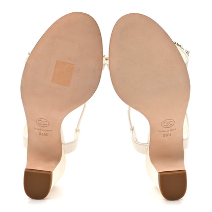 Chanel Lambskin Pearl CC Star Sandals 36.5 White 6 of 10