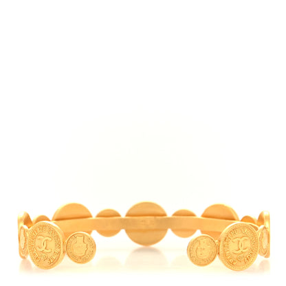 Chanel Metal Coin Cuff Bracelet Gold 3 of 4