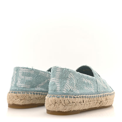 Chanel Mixed Fibers Jacquard Lambskin CC Espadrilles 36 Turquoise White 5 of 9