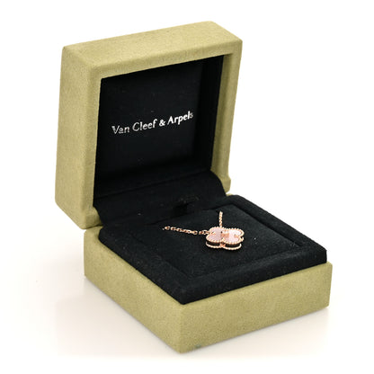 Van Cleef & Arpels 18K Rose Gold Diamond Pink Mother of Pearl Vintage Alhambra Pendant Necklace 6 of 6