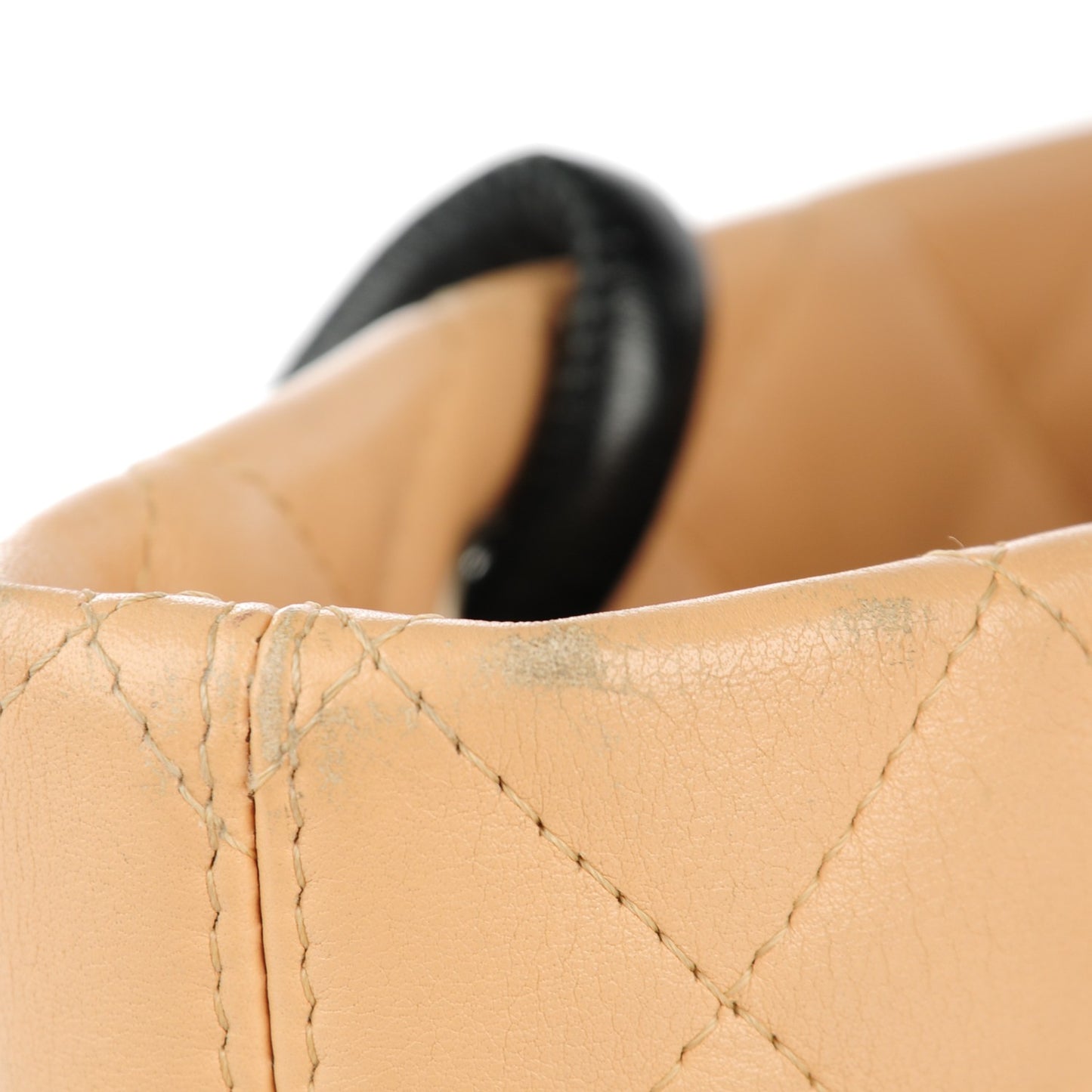 Calfskin Quilted Small Cambon Tote Beige Black