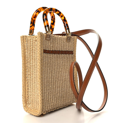 Fendi Paglia Chicco Riso Vitello King Plexiglass Logo Embroidered Mini Sunshine Shopper Alchemy Brandy 3 of 11