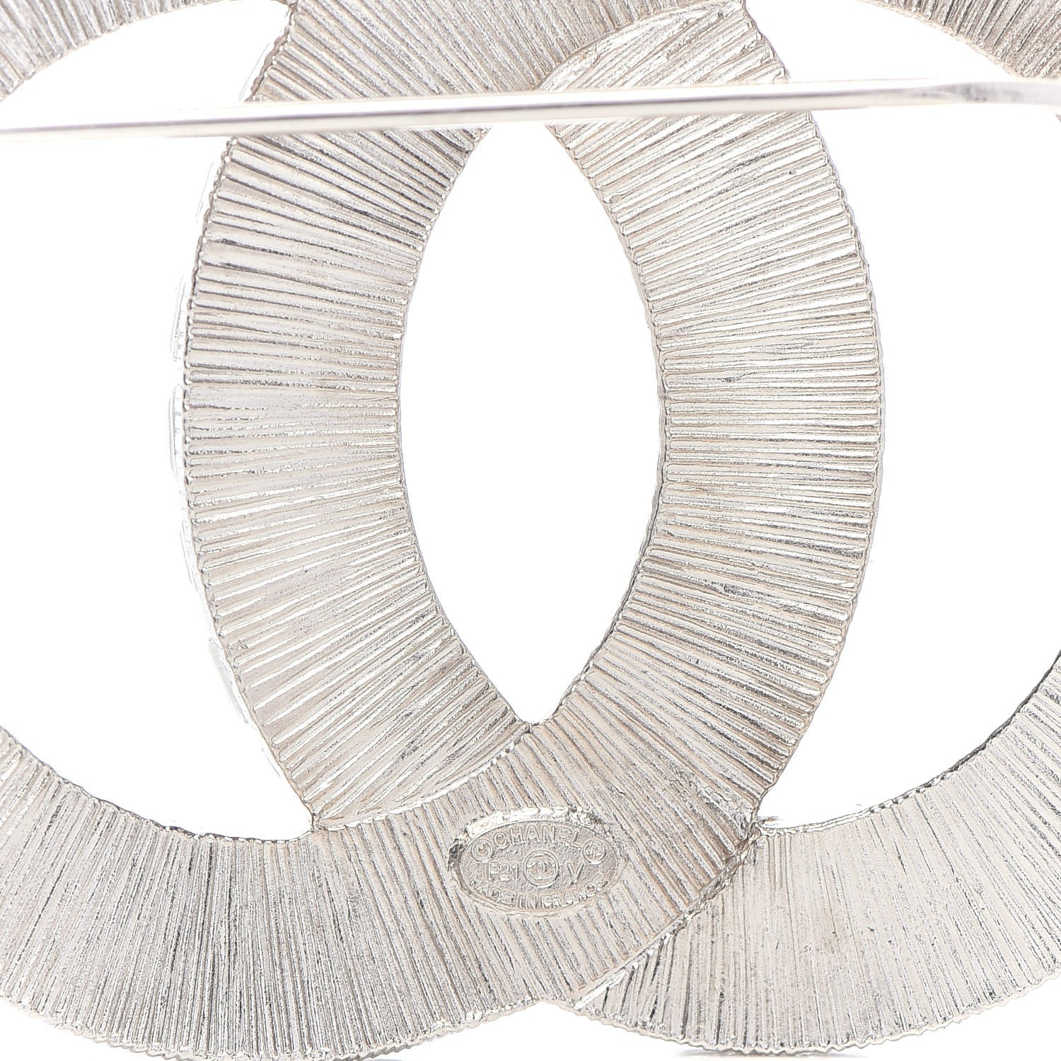 Chanel Baguette Crystal CC Brooch Silver 4 of 5