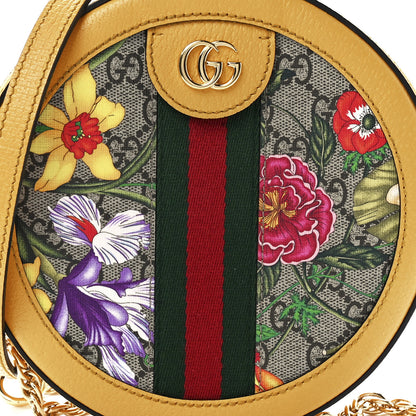 Gucci GG Supreme Monogram Flora Web Mini Ophidia Round Shoulder Bag Beige Multicolor Crop 9 of 12