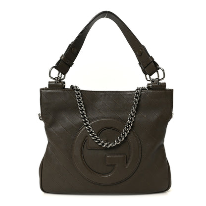 Gucci Sakai Be Green Calfskin Diagonal Stitched Small Blondie Tote Craclet Brown 1 of 11