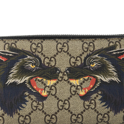 Gucci GG Supreme Monogram Wolf Print Zip Around Wallet Black 9 of 9
