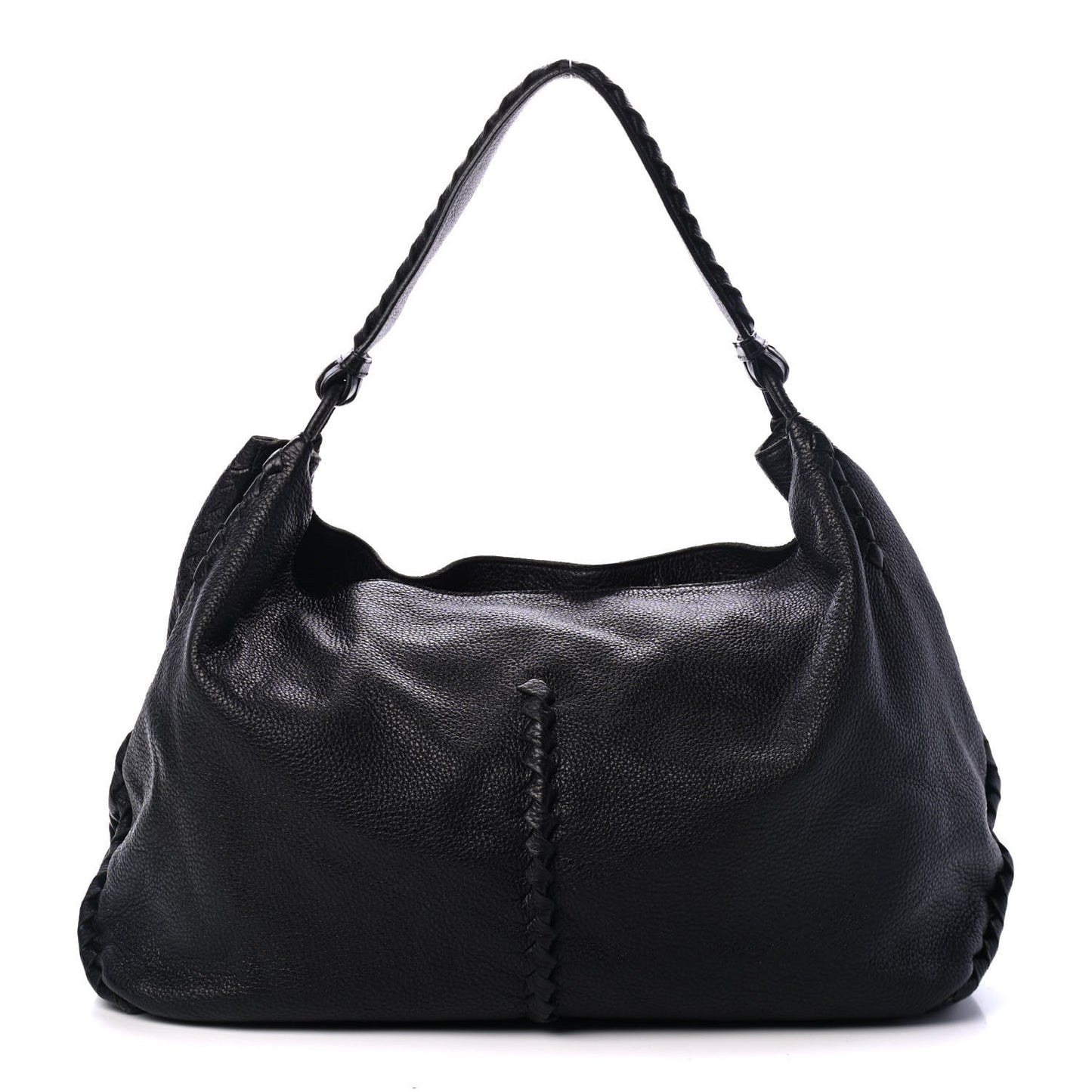 Washed Cervo Deerskin Large Hobo Black