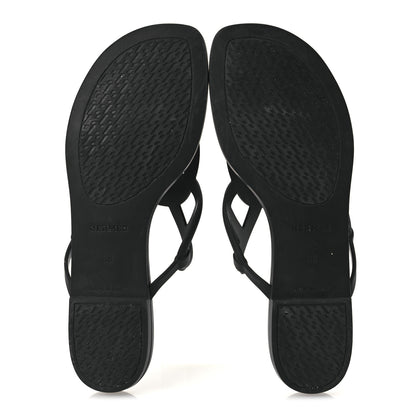 Hermes Rubber Womens Egerie Sandals 38 Black 7 of 12