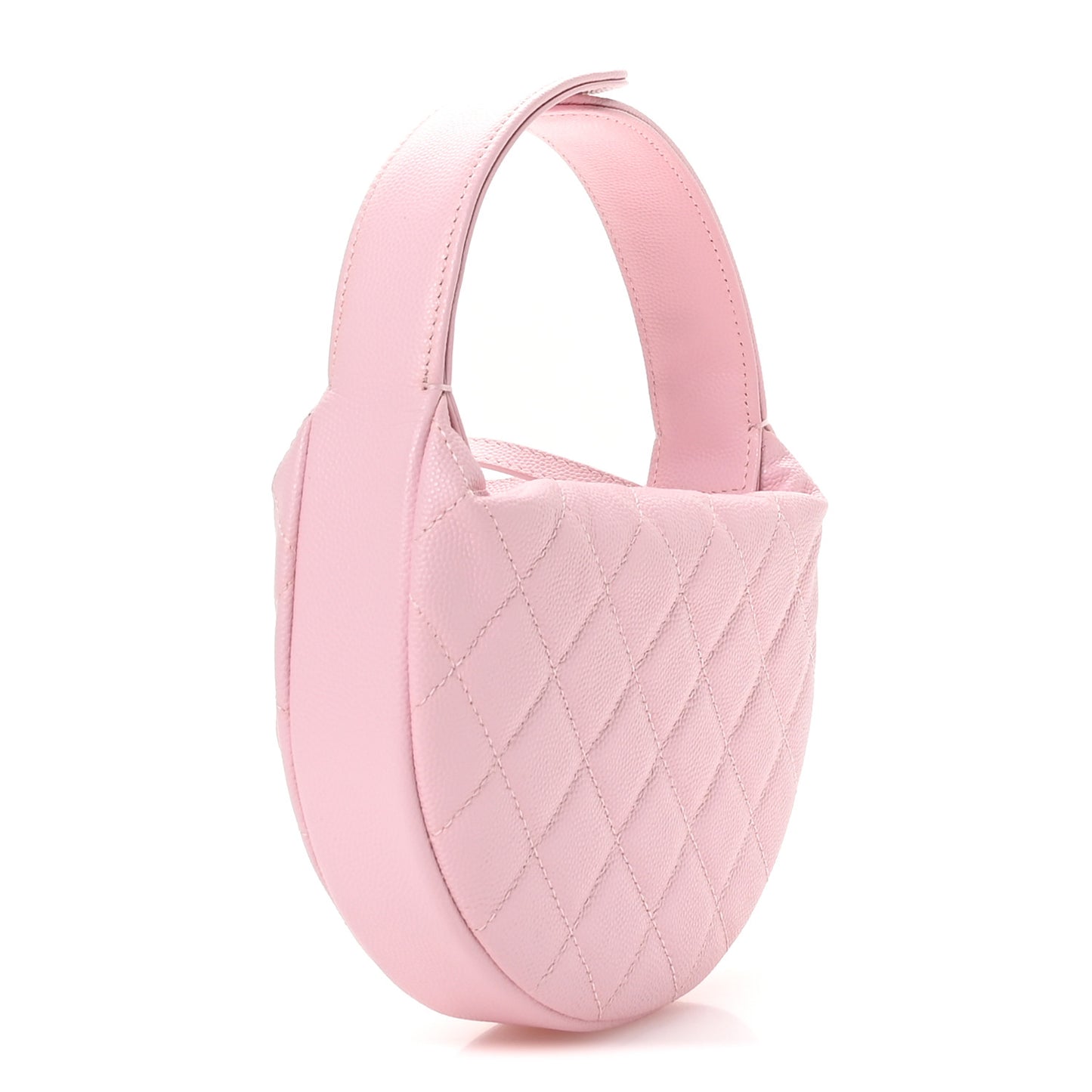 Caviar Quilted Polly Pocket Pouch Hobo Light Pink