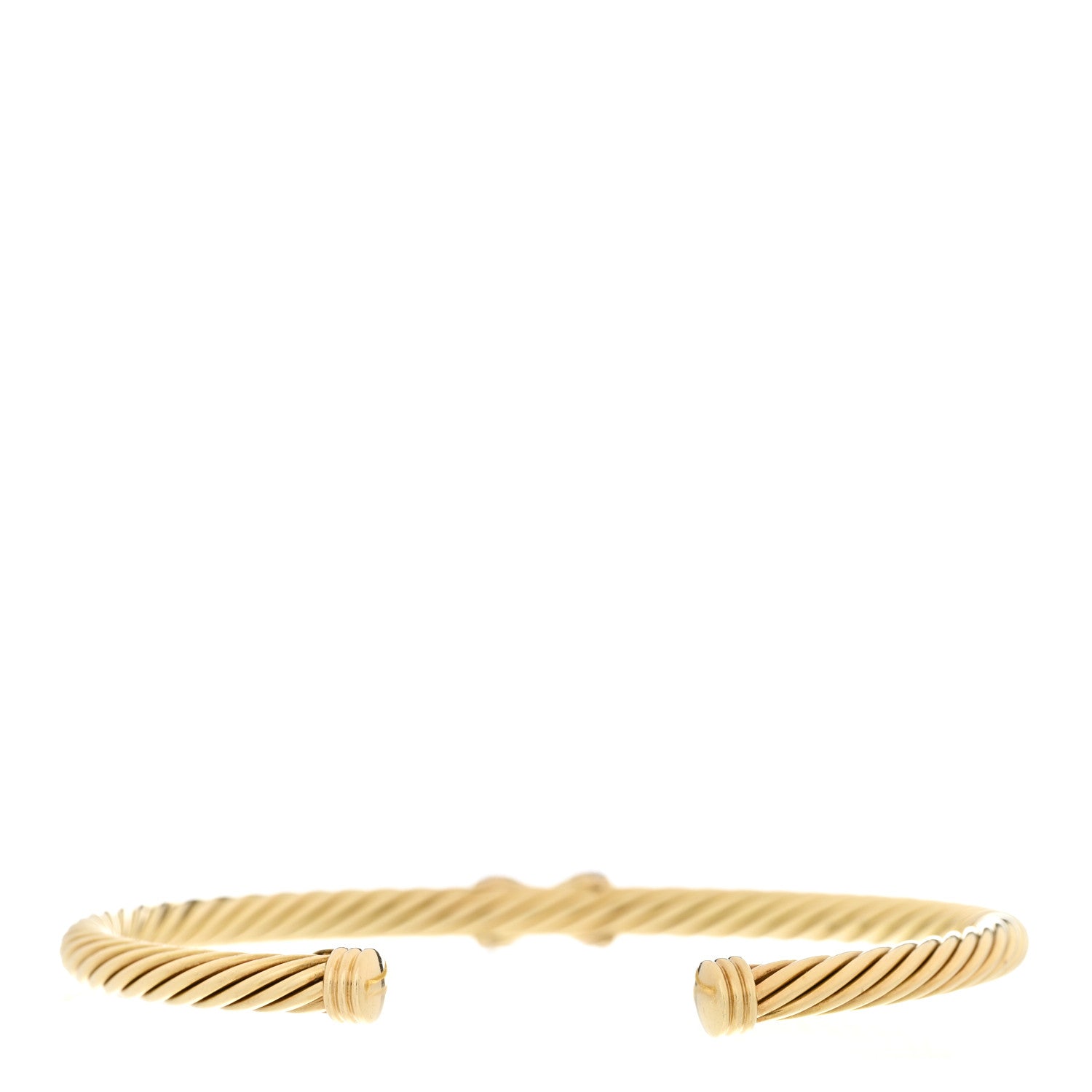 David Yurman 18K Yellow Gold Diamond 4mm Cablespira X Station Cable Bracelet 2 of 3