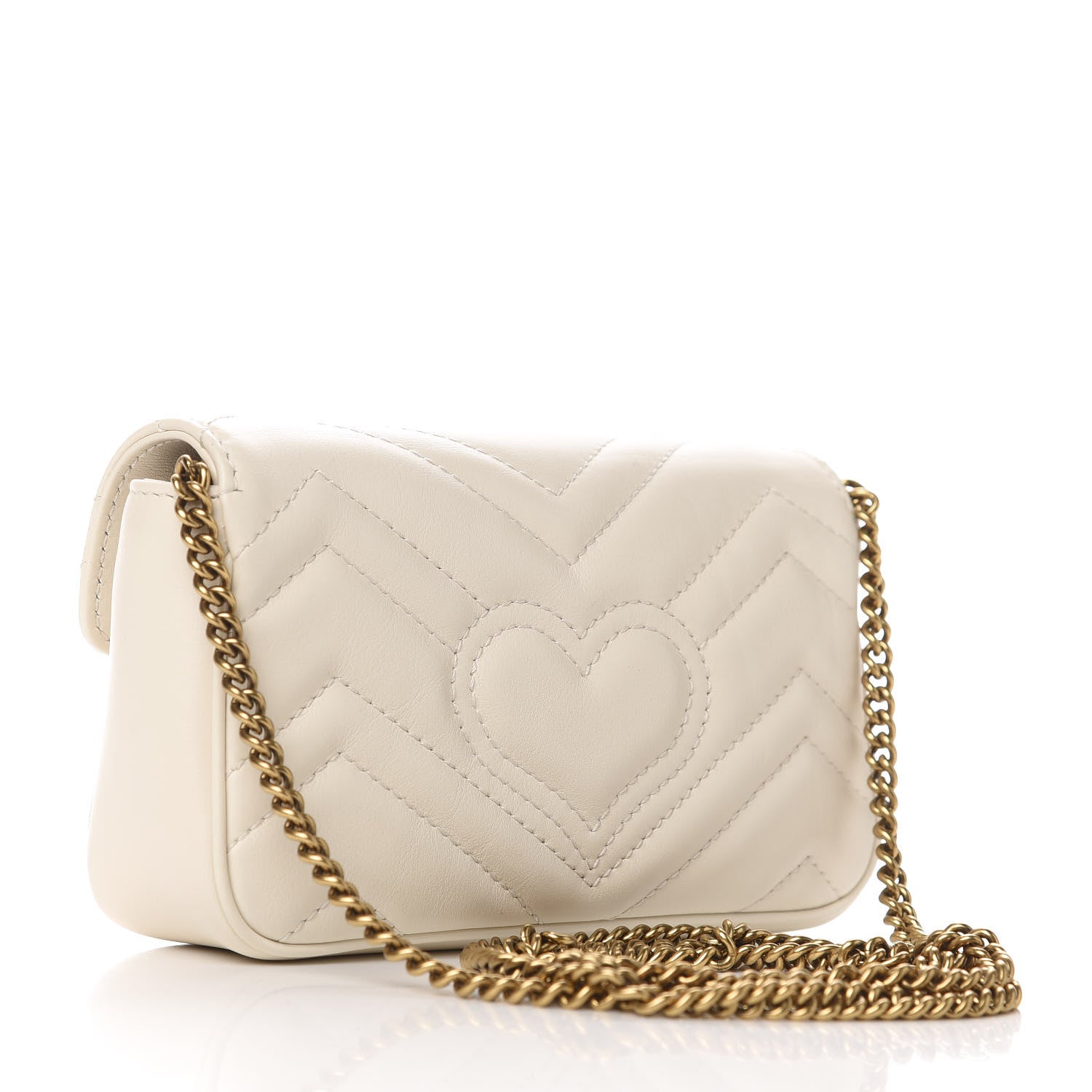Gucci Calfskin Matelasse Super Mini GG Marmont Shoulder Bag White 3 of 10