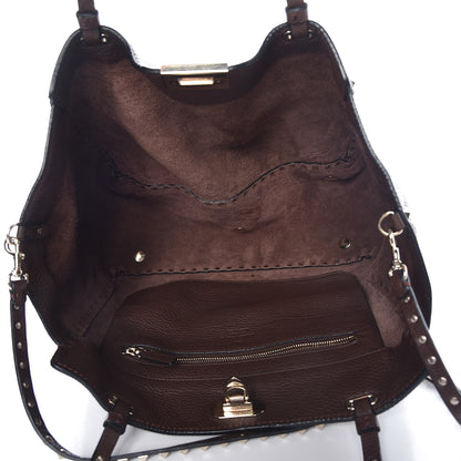 Valentino Garavani Pebbled Calfskin Medium Rockstud Tote Cacao 7 of 8