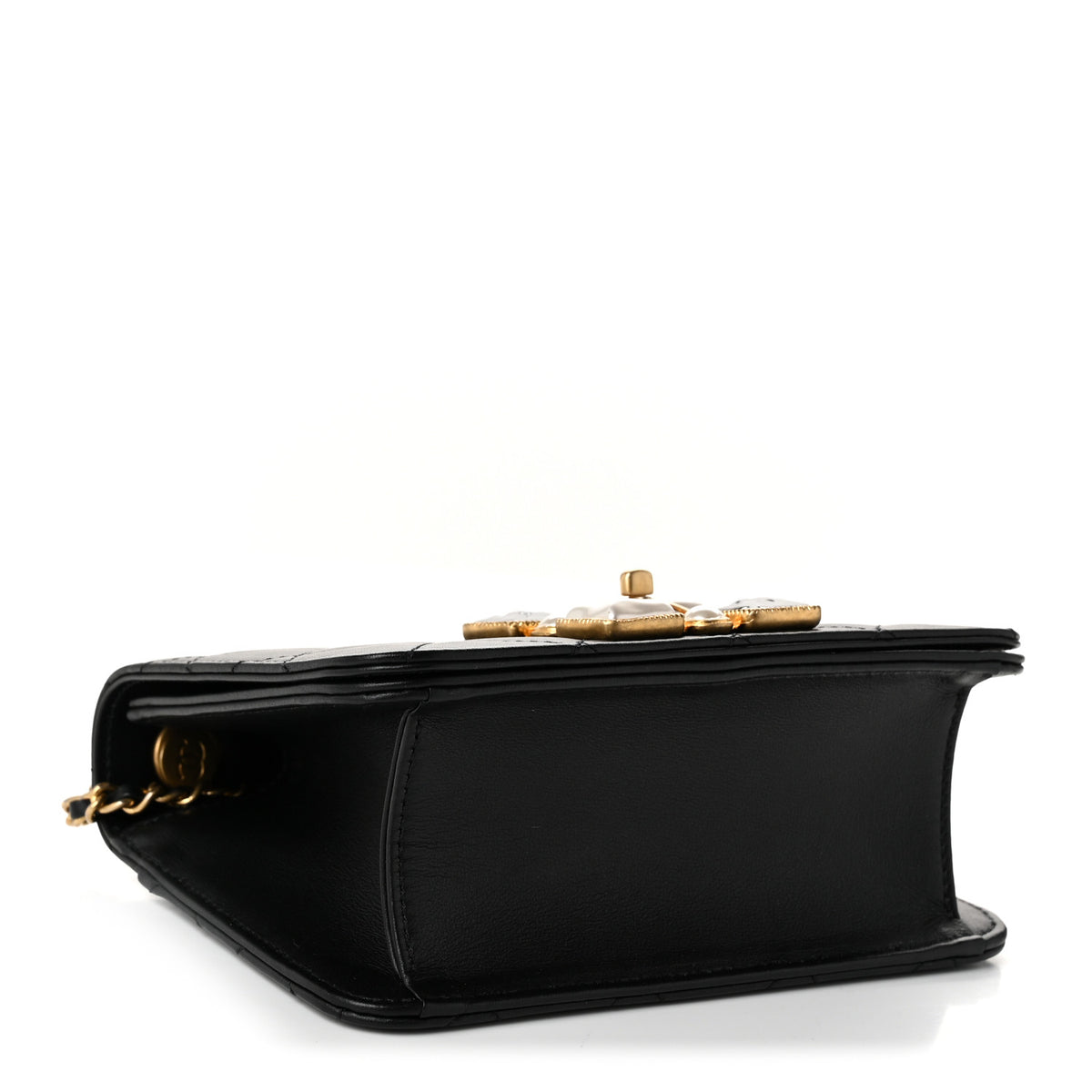 Chanel Calfskin Quilted Crystal Pearl Small Flap Bag Black 4 of 11