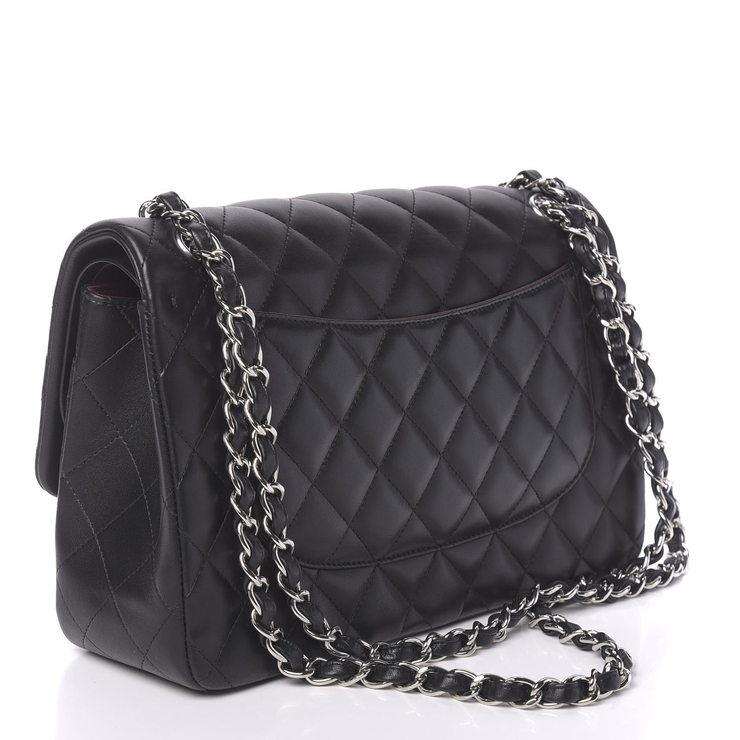 Lambskin Quilted Jumbo Double Flap Black
