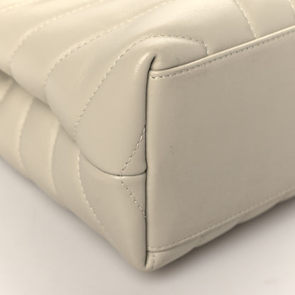 Saint Laurent Calfskin Y Quilted Monogram Small Loulou Chain Satchel Blanc Vintage 8 of 9