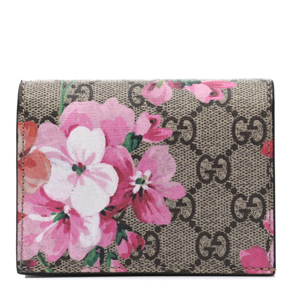 Gucci GG Supreme Monogram Blooms Card Case Wallet Beige Multicolor Dry Rose 1 of 7
