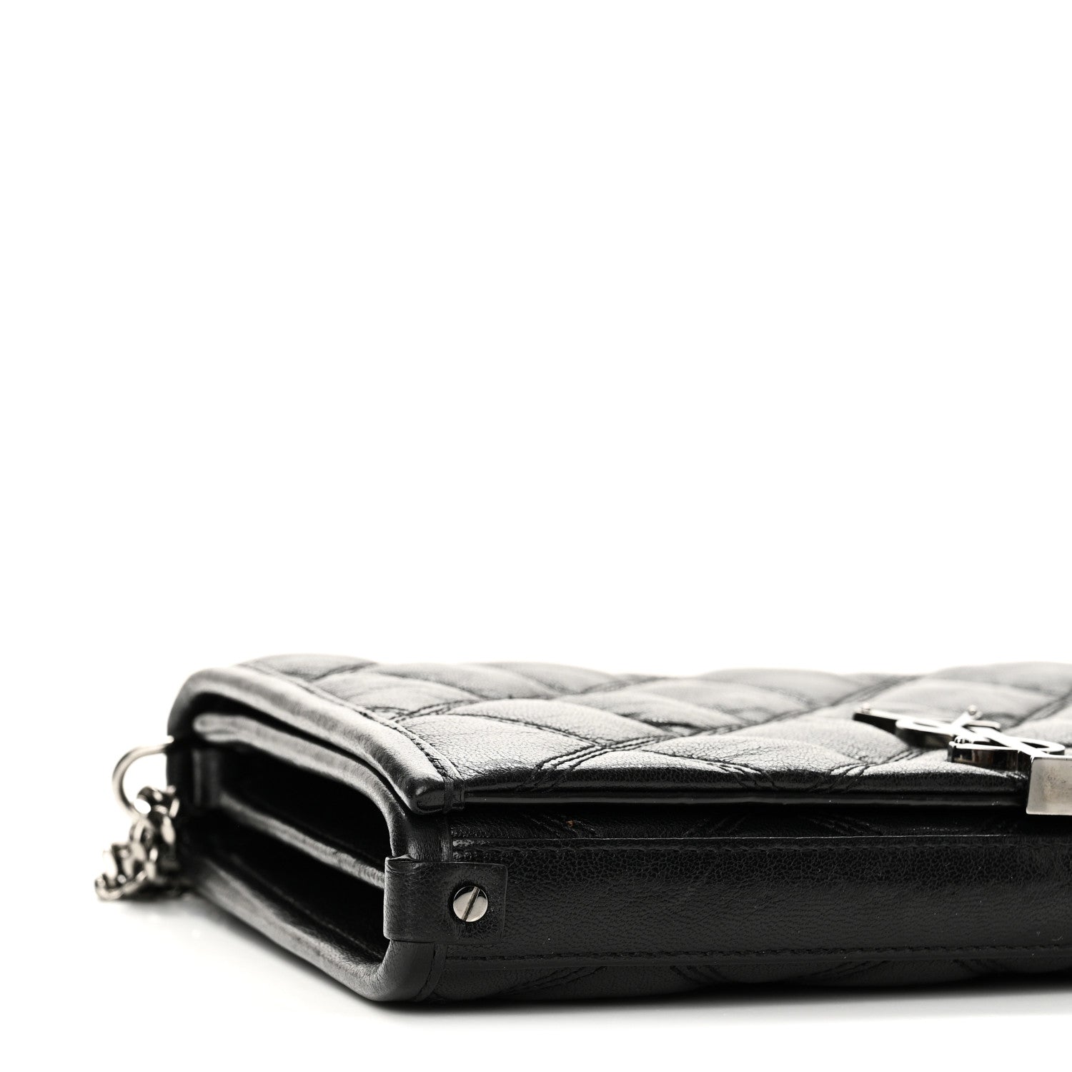 Saint Laurent Lambskin Diamond Quilted Becky Chain Wallet Black 15 of 17
