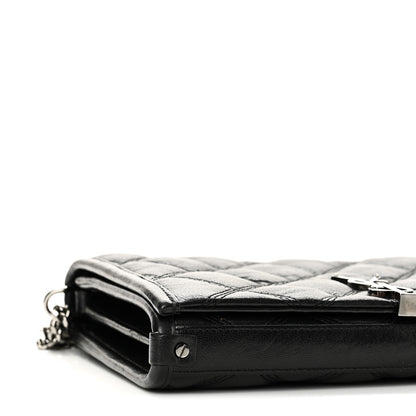 Saint Laurent Lambskin Diamond Quilted Becky Chain Wallet Black 15 of 17
