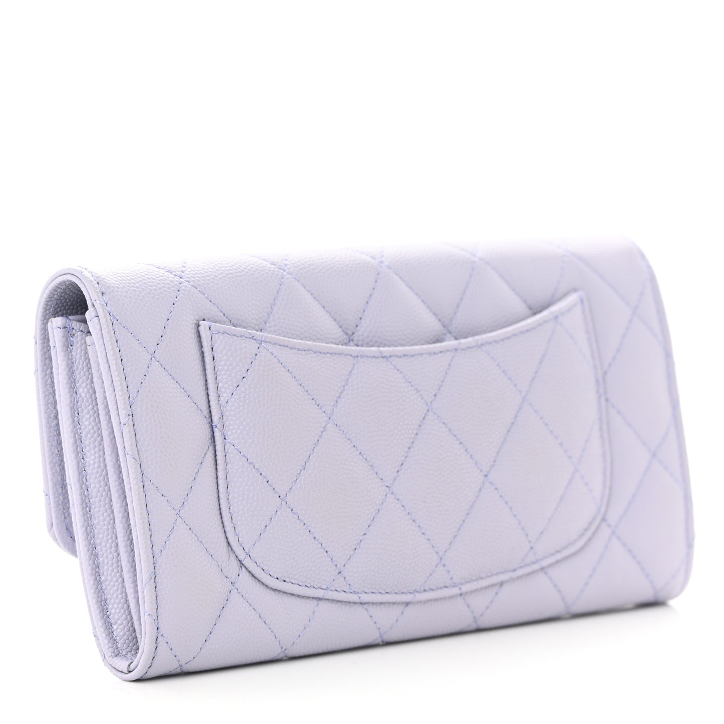 Caviar Quilted Large Gusset Flap Wallet Purple