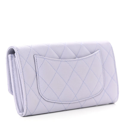 Chanel Caviar Quilted Large Gusset Flap Wallet Purple 3 of 10