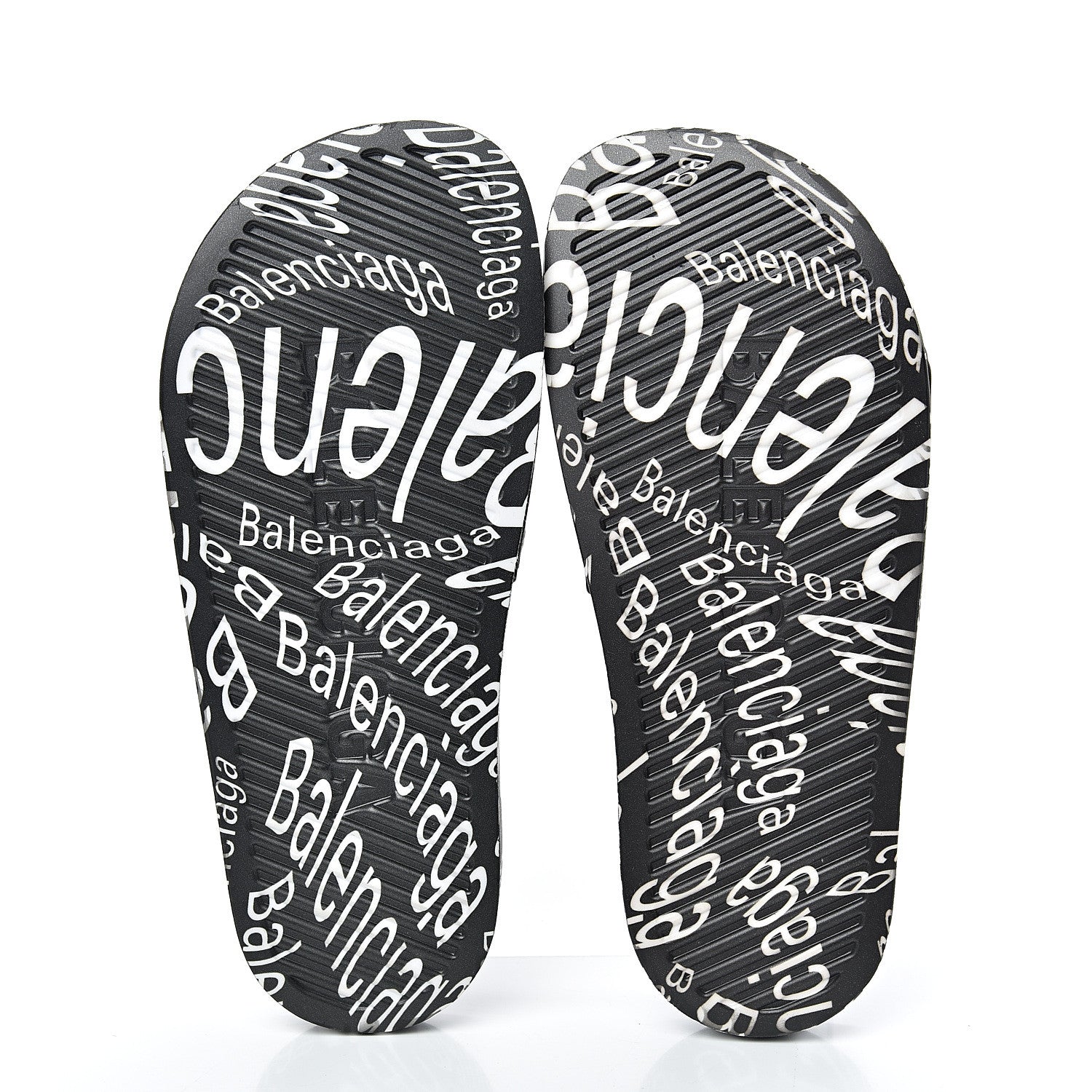 Balenciaga Rubber Wave Printed Womens Logo Pool Slide Sandals 36 Black 5 of 8
