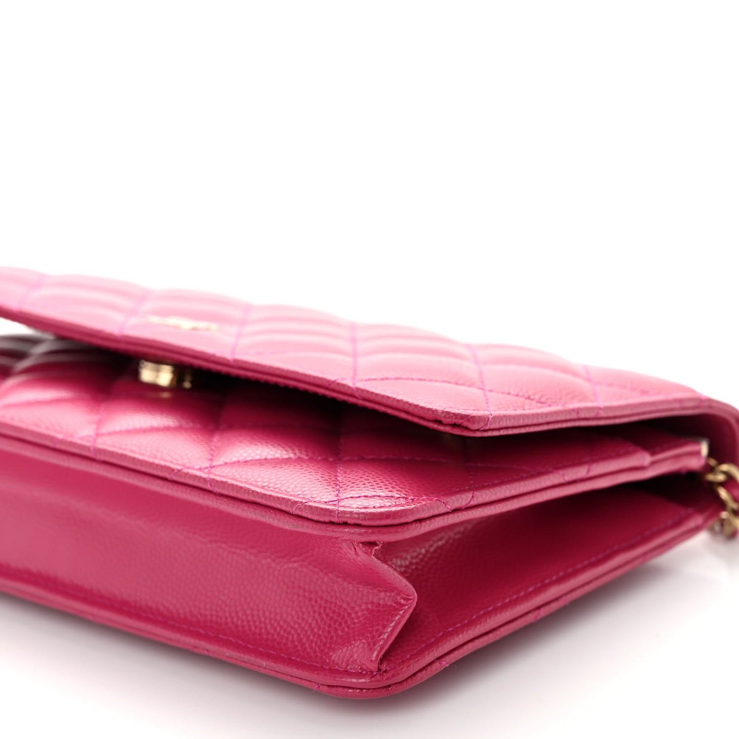 Caviar Quilted Wallet on Chain WOC Fuchsia