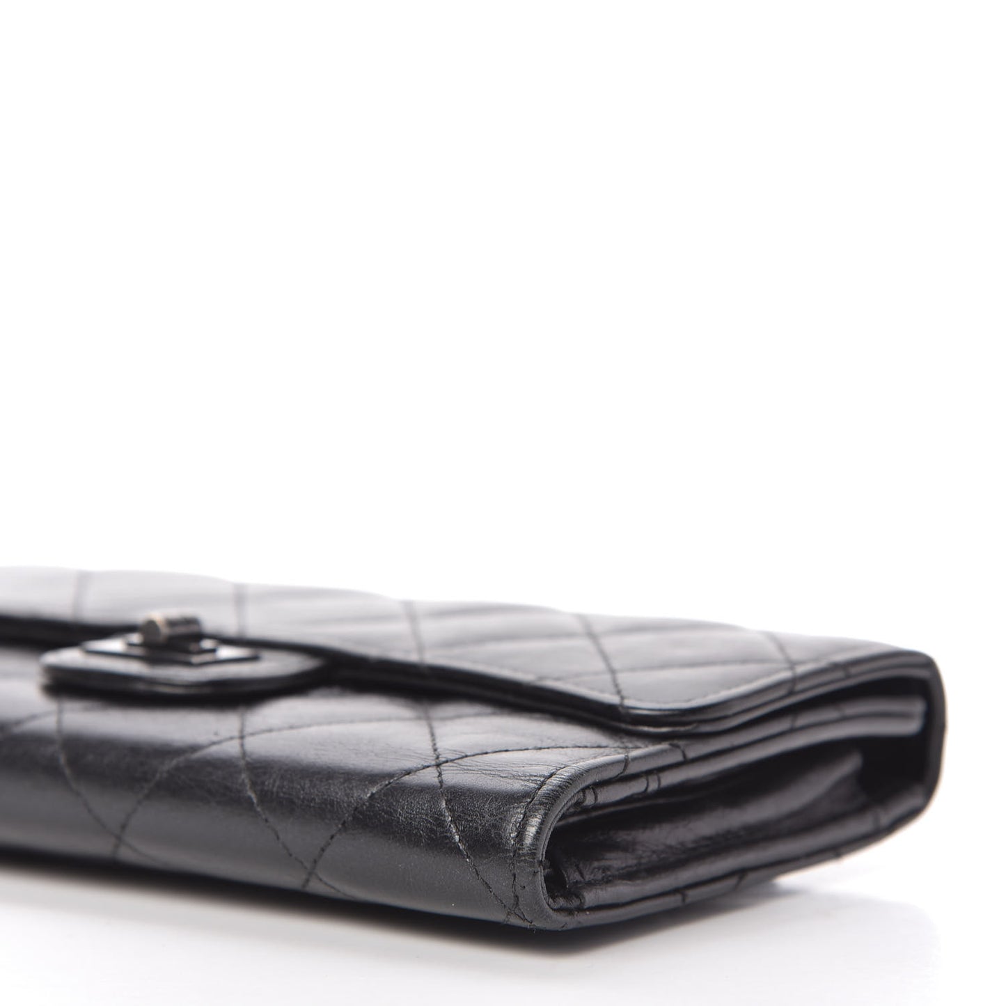 Metallic Aged Calfskin Quilted Reissue Long Flap Wallet So Black