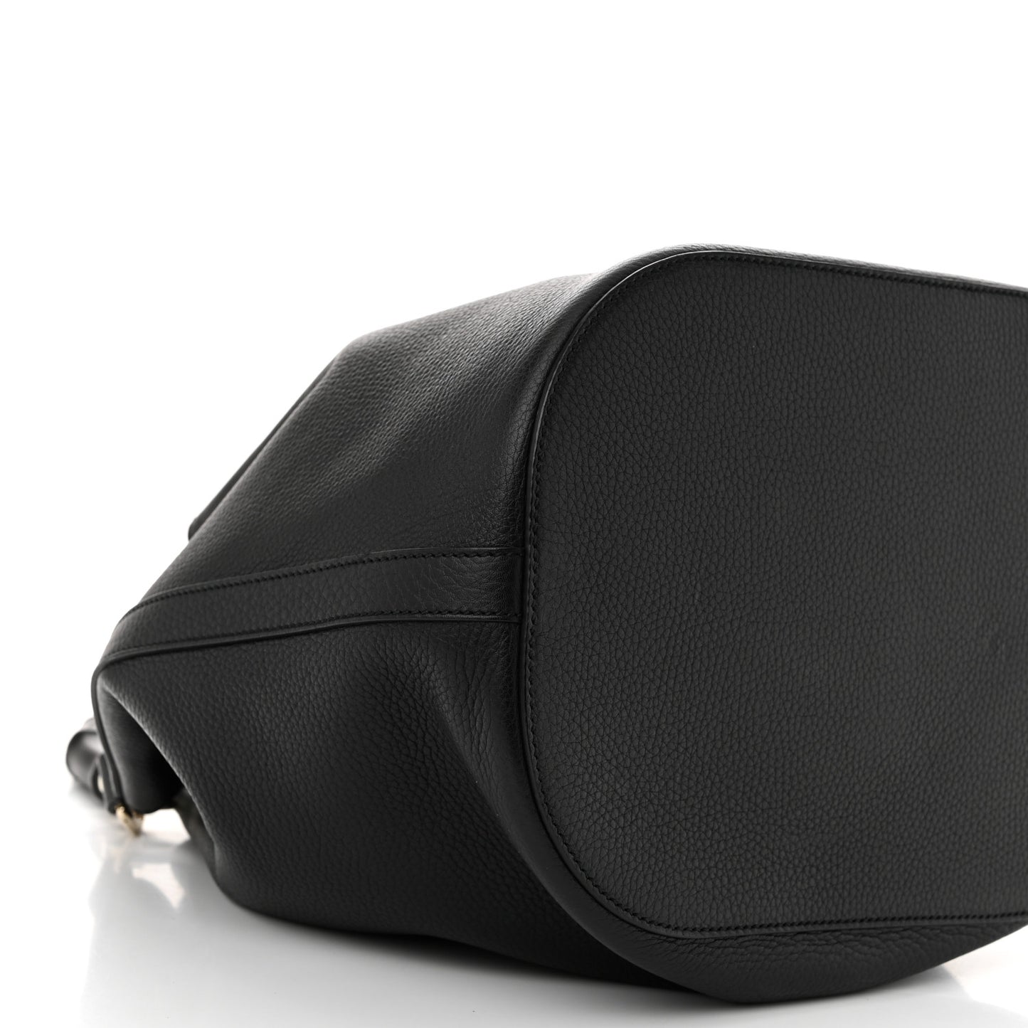Pebbled Calfskin Miss Bamboo Bucket Bag Black