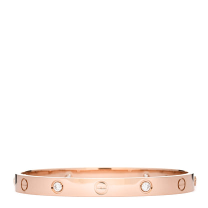 Cartier 18K Pink Gold 4 Diamond LOVE Bracelet 17 2 of 6