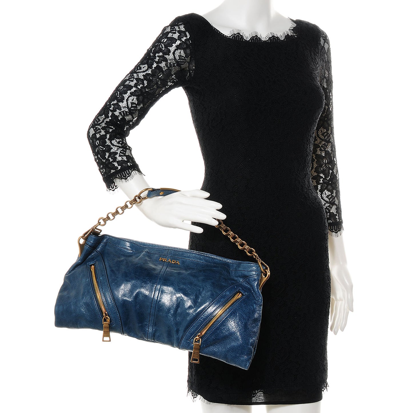 Vitello Shine Clutch Bag Denim