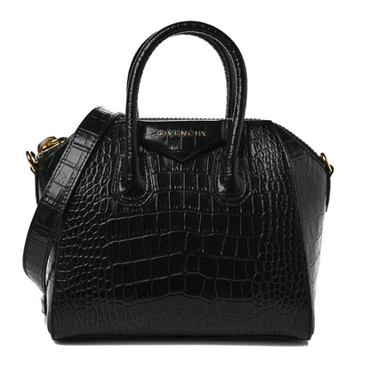 Givenchy Calfskin Crocodile Embossed Mini Antigona Black 1 of 8