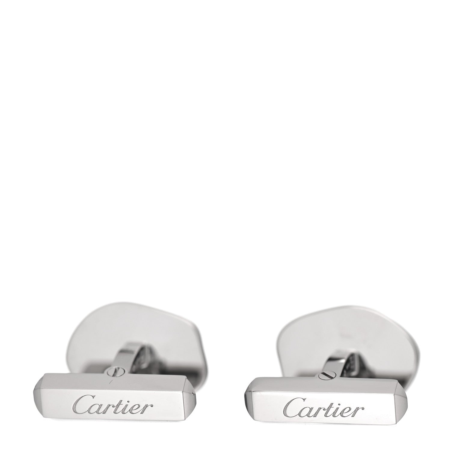 Cartier Sterling Silver Palladium Finish Wax Seal Motif Cufflinks 3 of 5