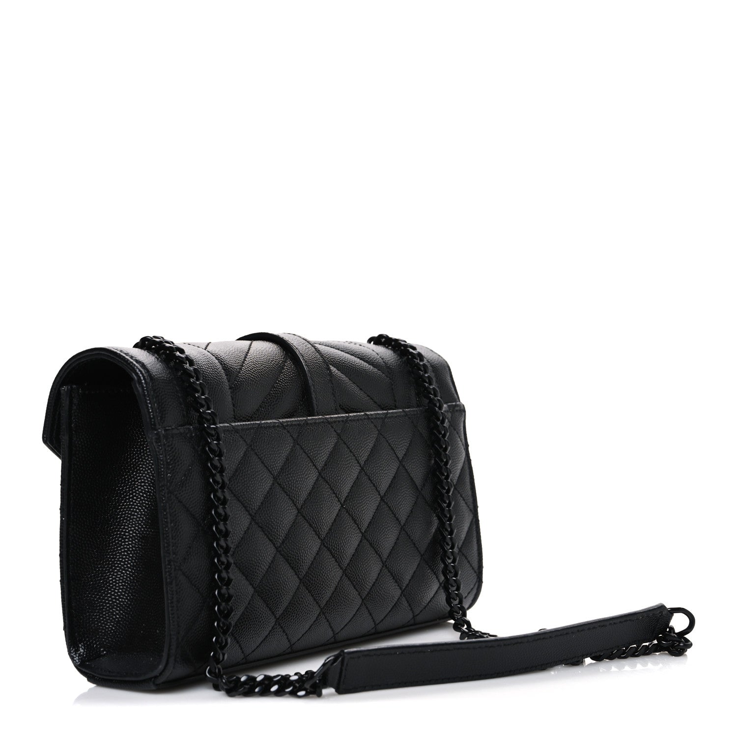 Saint Laurent Grain De Poudre Textured Mixed Matelasse Triquilt Small Monogram Monochrome Satchel Black 3 of 11