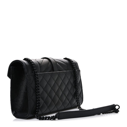 Saint Laurent Grain De Poudre Textured Mixed Matelasse Triquilt Small Monogram Monochrome Satchel Black 3 of 11
