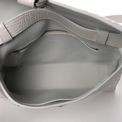 Balenciaga Extra Supple Calfskin Crocodile Embossed XS Downtown Shoulder Bag White 5 of 13