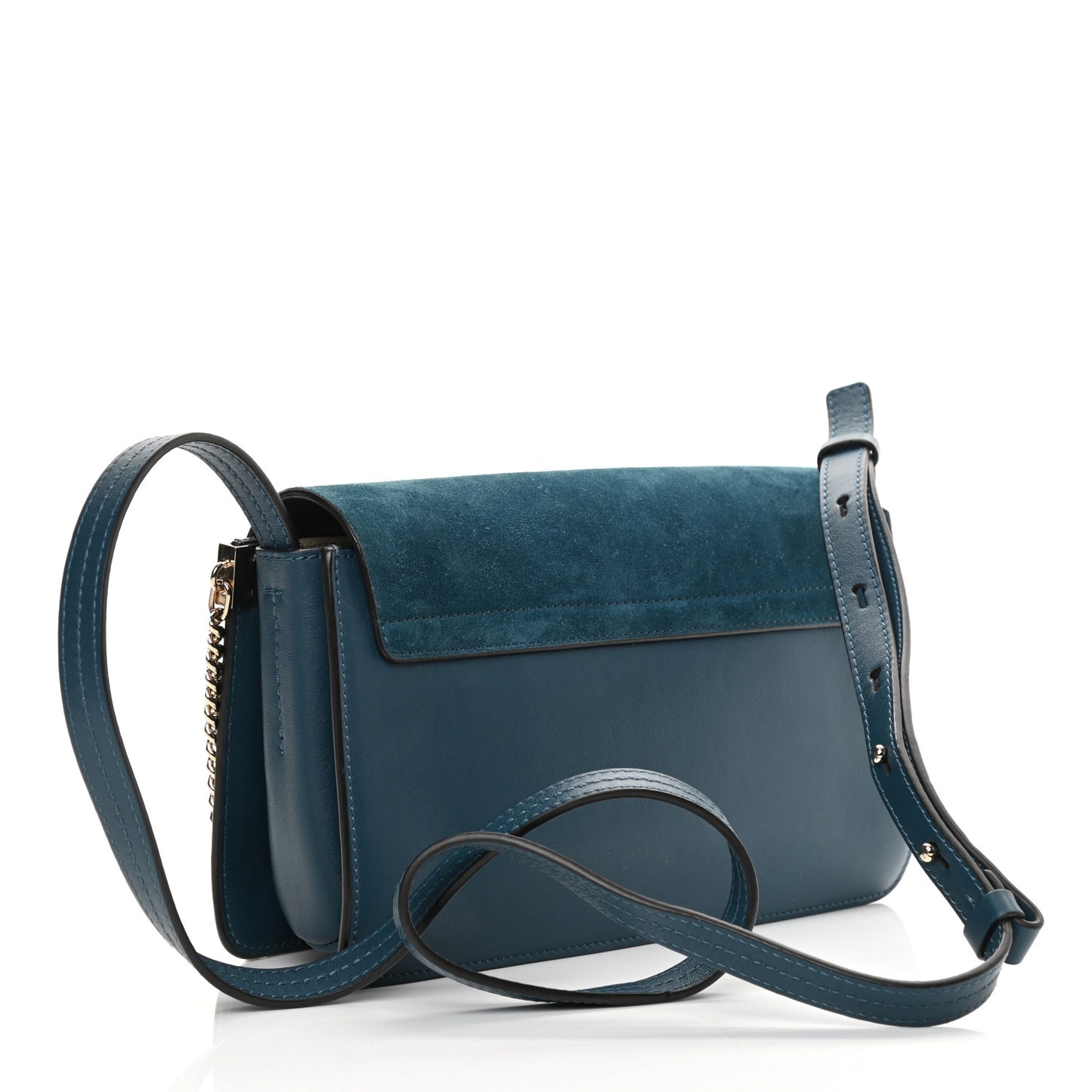 Suede Calfskin Small Faye Shoulder Bag Majolica Blue
