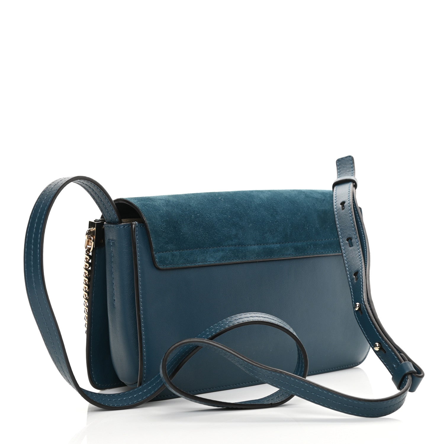 Chloe Suede Calfskin Small Faye Shoulder Bag Majolica Blue 3 of 16