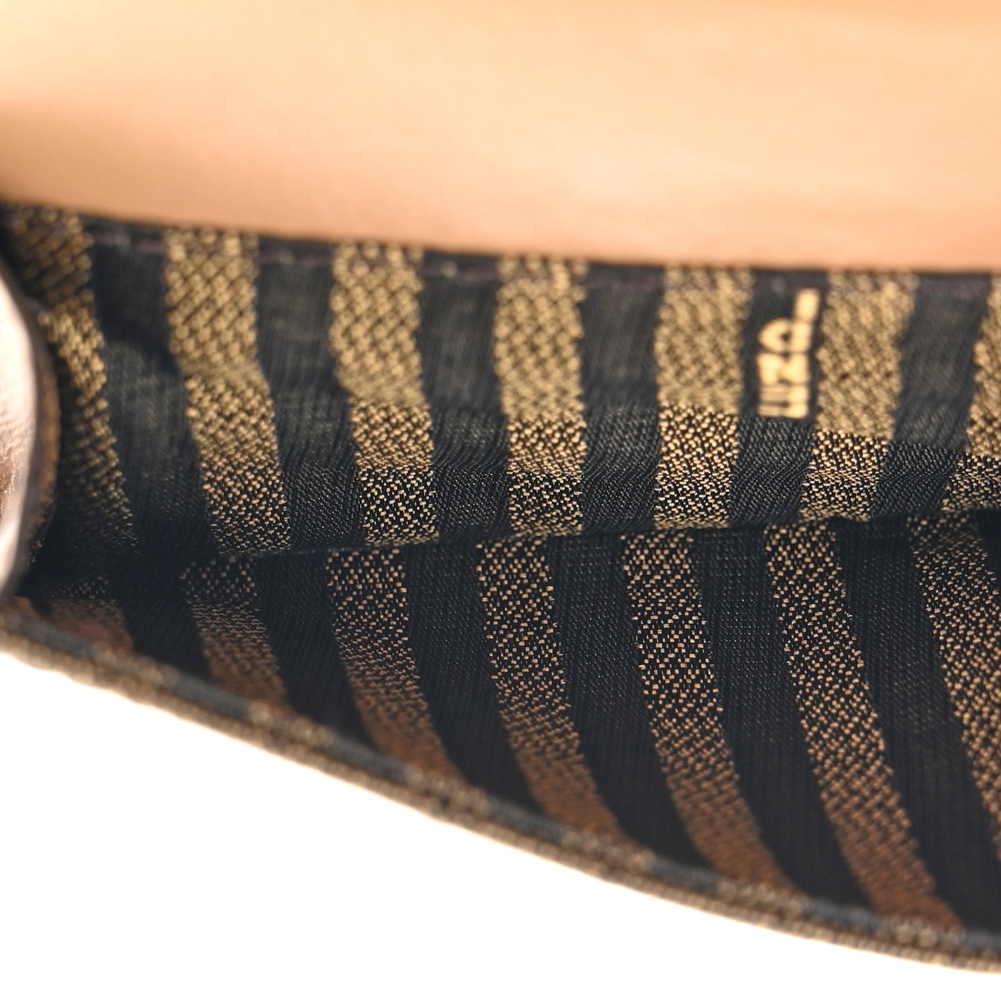 Fabric Jacquard FF 1974 Micro Trifold Baguette Wallet Tobacco Moro