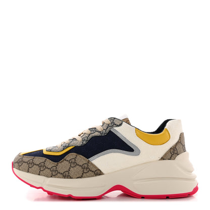 Gucci GG Supreme Monogram Mix Monogram Mens Rhyton Sneakers 9 London Blue Beige Sun Yellow 1 of 11