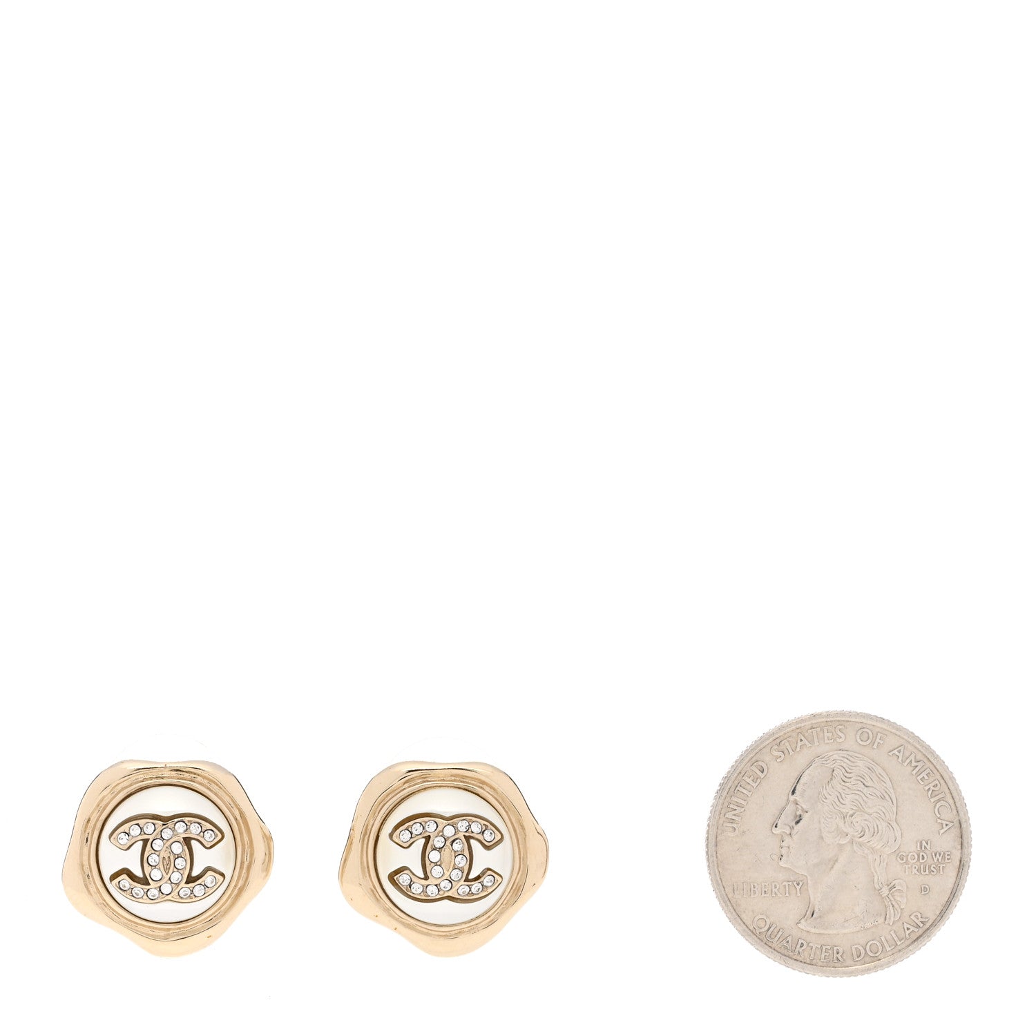 Chanel Metal Resin Crystal CC Earrings Gold 2 of 6