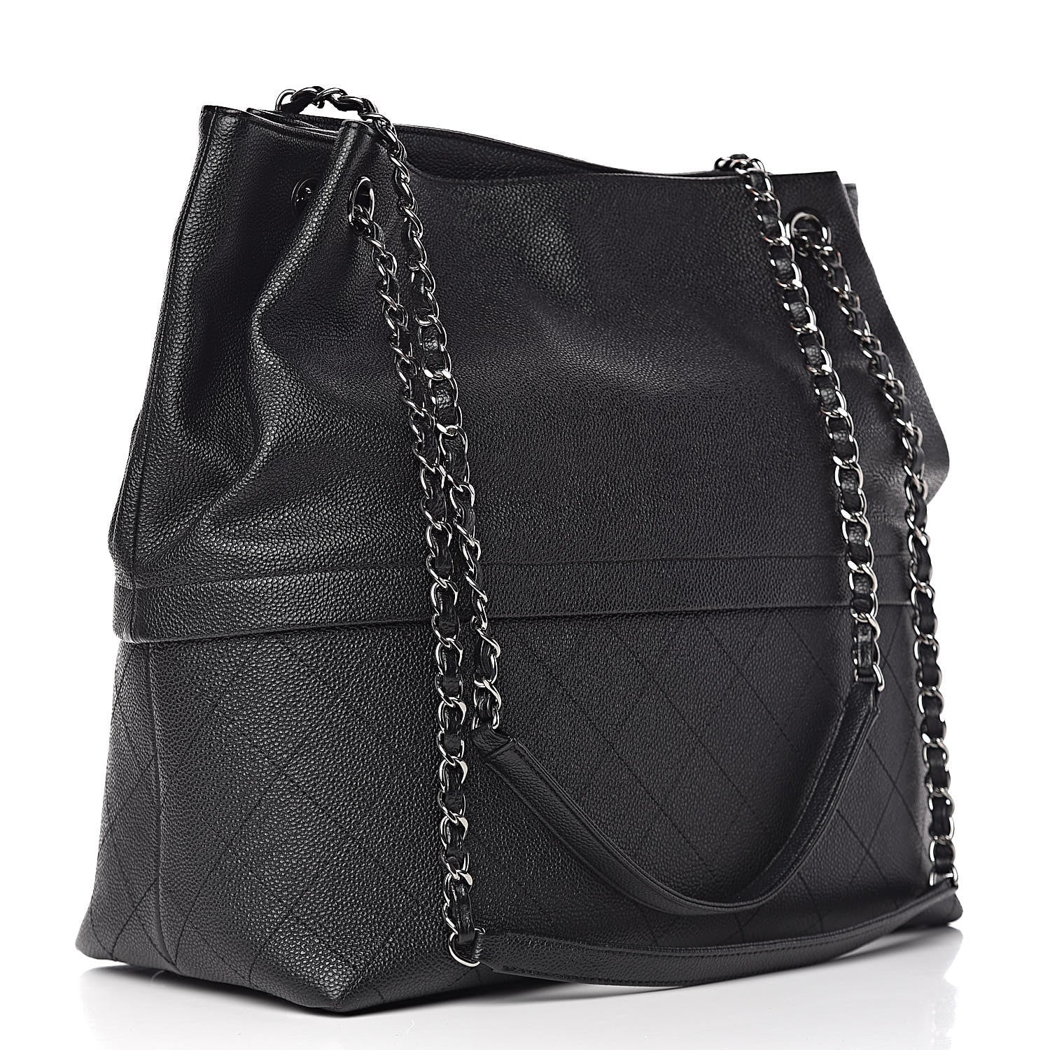 Chanel Crumpled Grained Calfskin Zip and Carry Shopping Tote Black 3 of 11