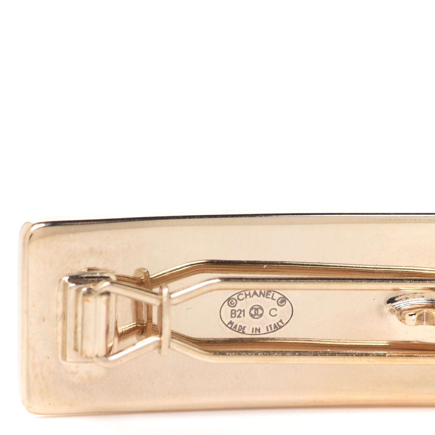 Metal Crystal Logo Hair Clip Gold