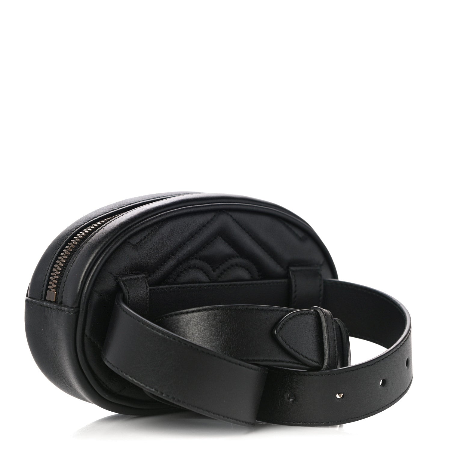 Gucci Calfskin Matelasse GG Marmont Belt Bag 75 30 Black 3 of 12