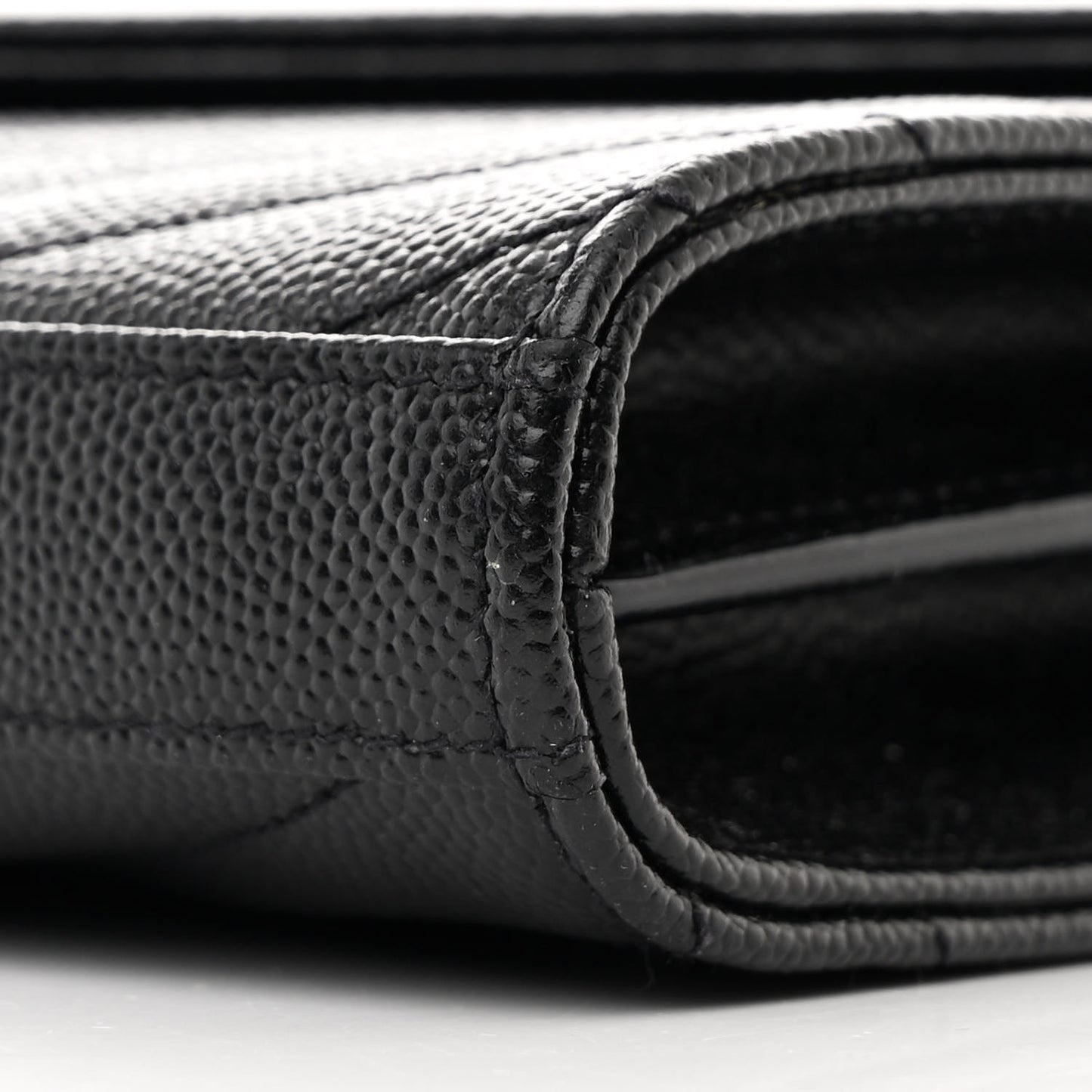 Grain De Poudre Matelasse Chevron Monogram Chain Wallet Black