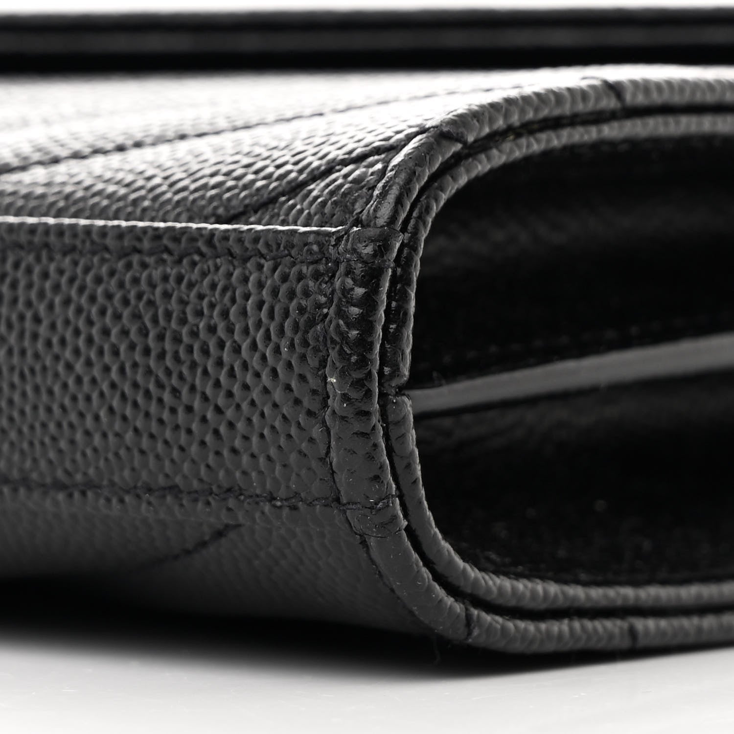 Saint Laurent Grain De Poudre Matelasse Chevron Monogram Chain Wallet Black 12 of 12