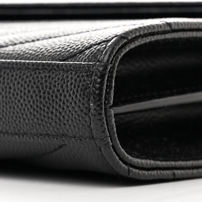 Saint Laurent Grain De Poudre Matelasse Chevron Monogram Chain Wallet Black 12 of 12