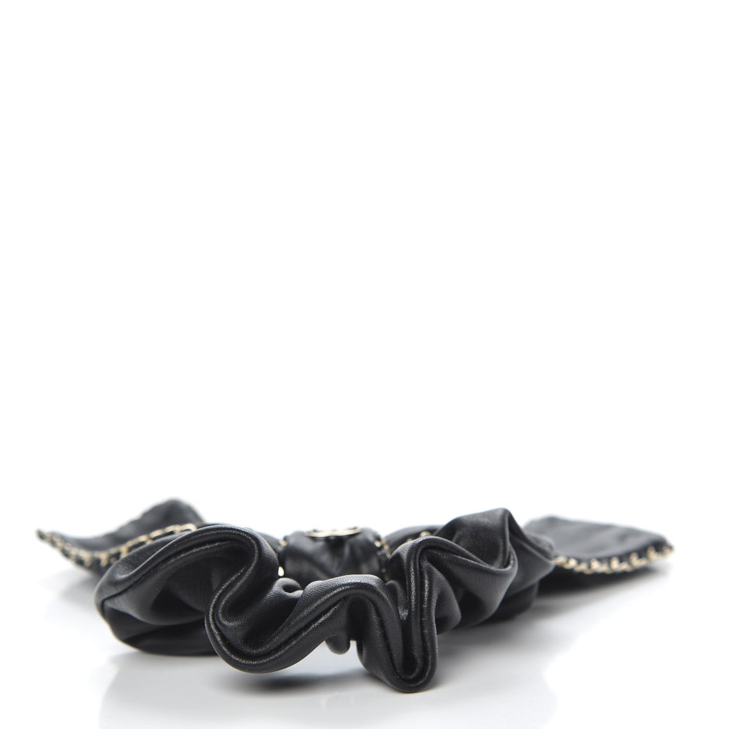 Lambskin Chain CC Hair Bow Tie Black Gold
