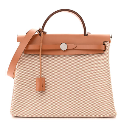 Hermes Vache Hunter Criss Viking Herbag Zip Retourne 31 PM Ecru Beige Naturel 1 of 13