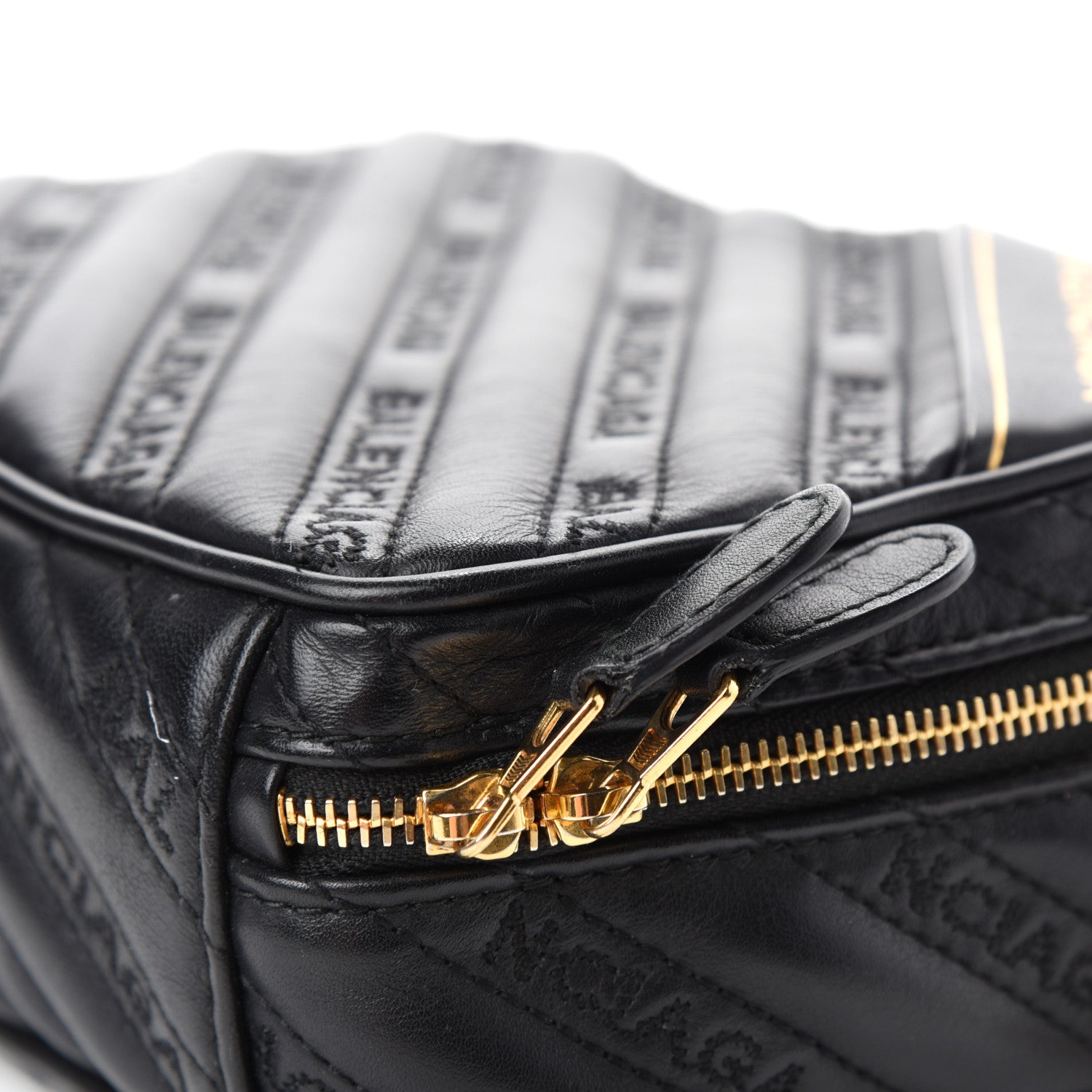 Balenciaga Calfskin Logo Matelasse Chain Strap Blanket Reporter XS Black 8 of 12