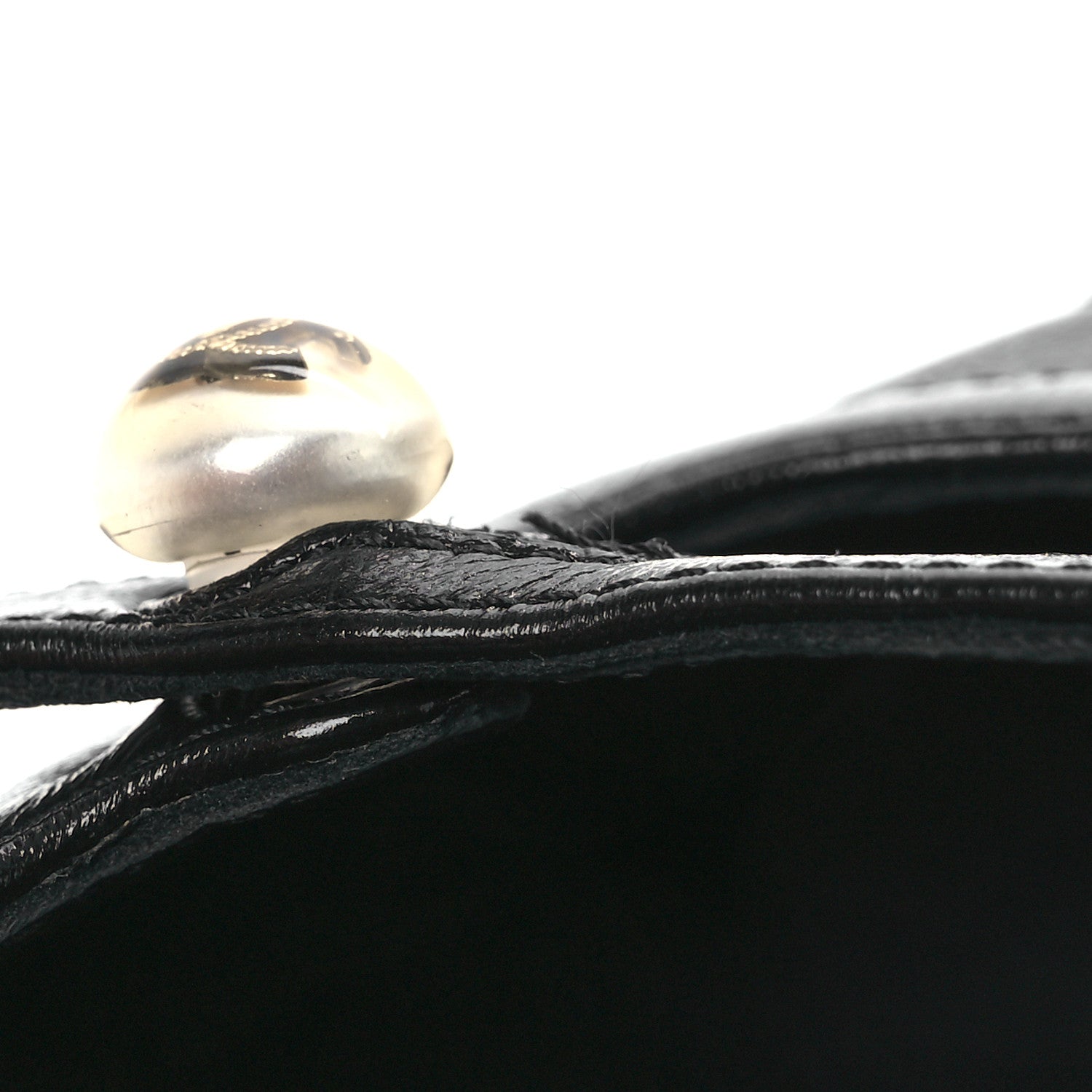 Chanel Shiny Lambskin Grosgrain Pearl Mary Jane Flats 37.5 Black 12 of 12